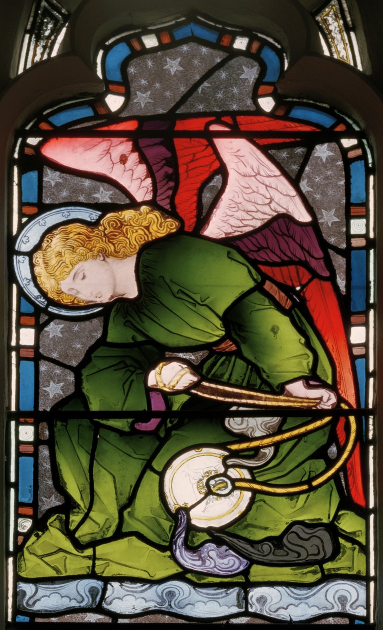 Gillingham, St Mary, östra fönstret, Heaton, Butler  Bayne, okänd konstnär, Sensing Angel, ca 1868 av Butler and Bayne Heaton