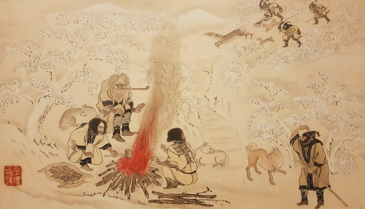 Sika Hjortsjakt. Från serien The Ainu, 1800-talets andra hälft.. av Byozan Hirasawa