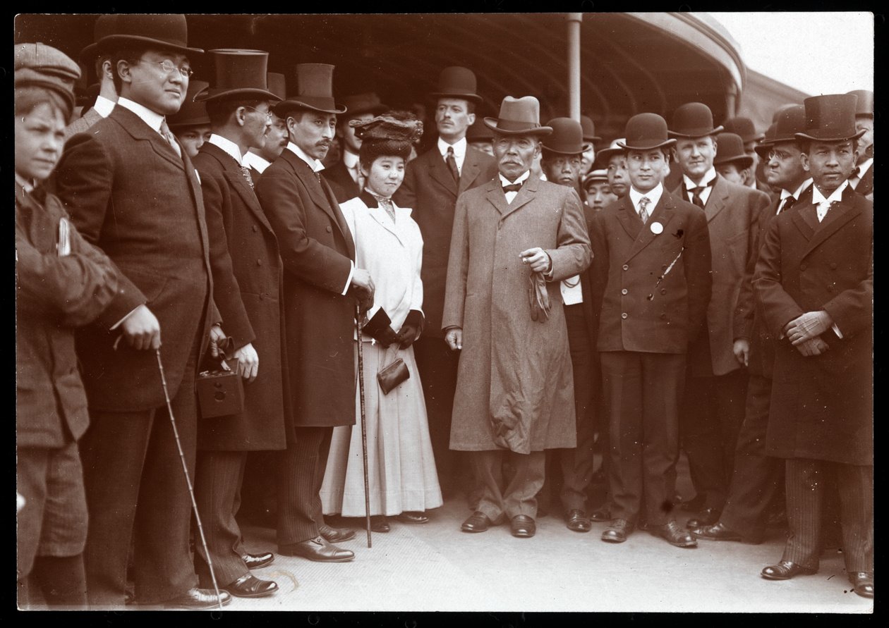 Greve Tamemoto Tamesada Kuroki vid sin ankomst till New York, ca 1900 (silvergelatintryck) av Byron Company