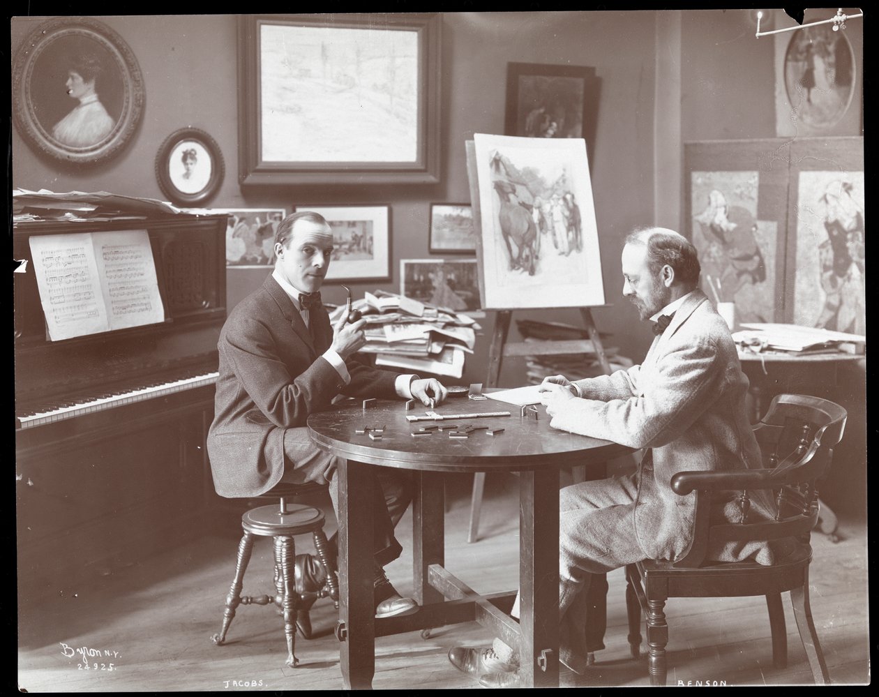 Michel Jacobs och Benson spelar dominobrickor, 1907 (silvergelatintryck) av Byron Company