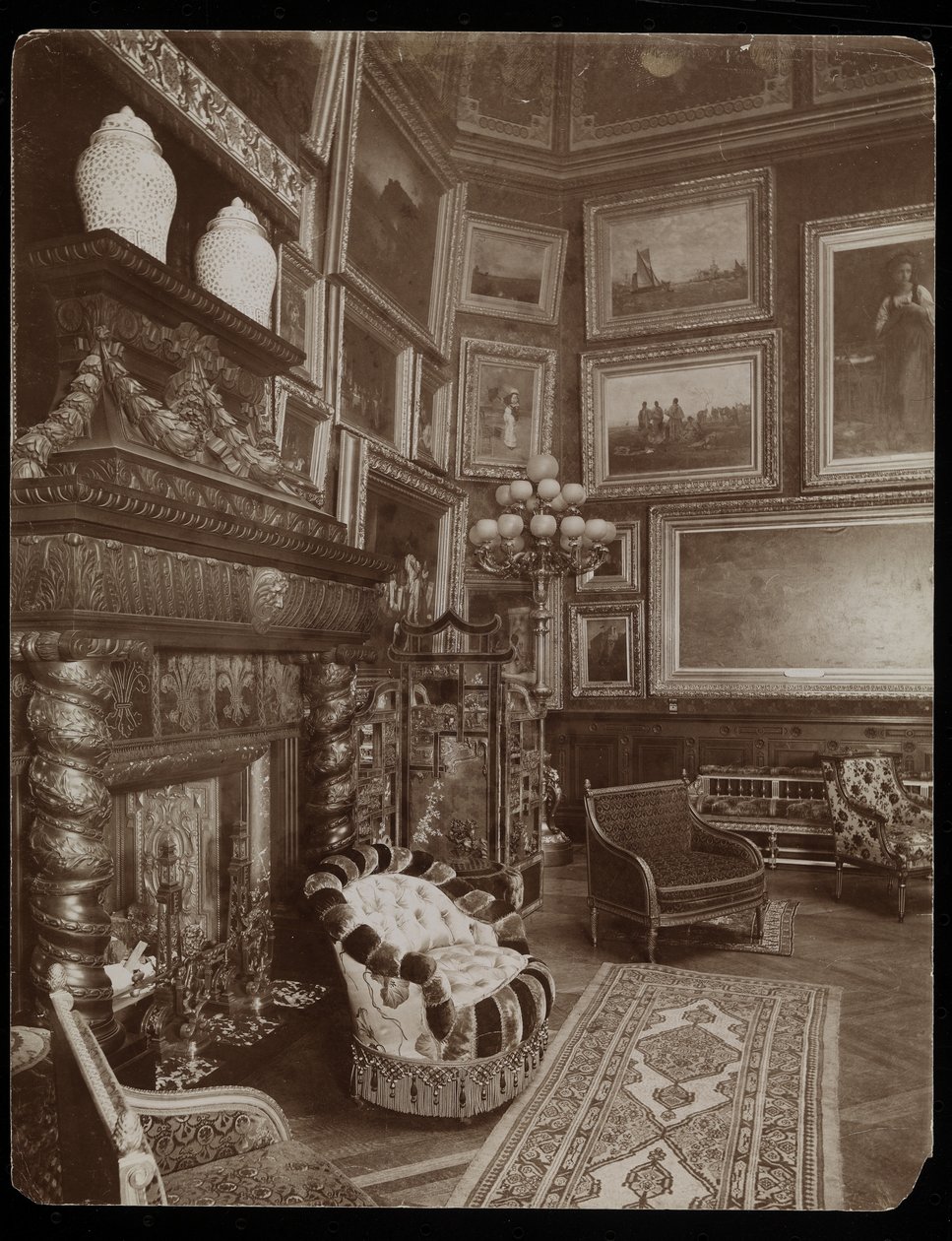 Mrs William Astors bostad, 5th Avenue och 34th Street, New York, 1894 (silvergelatintryck) av Byron Company