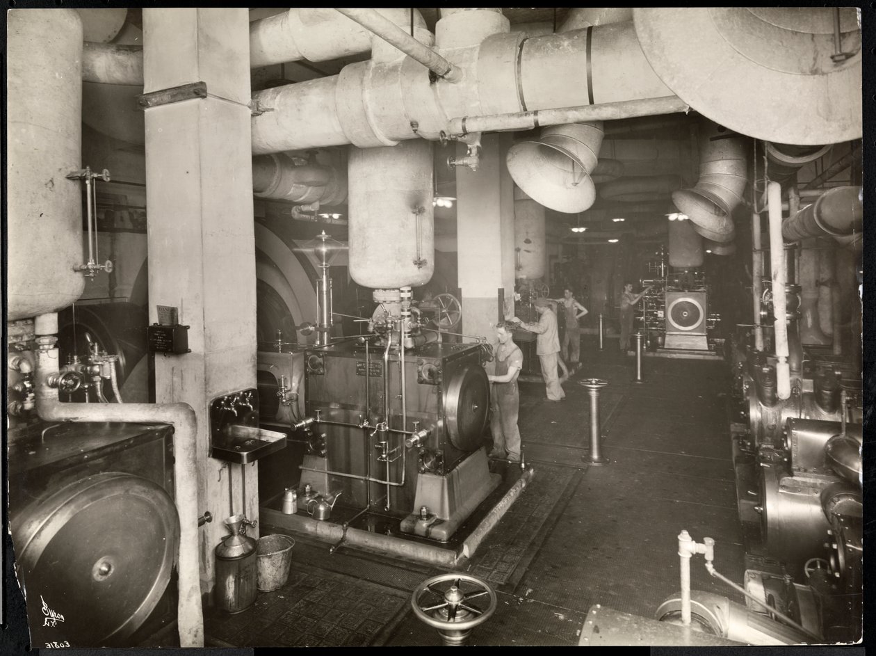 Ett pannrum på Hotel McAlpin, 1913 (silvergelatintryck) av Byron Company