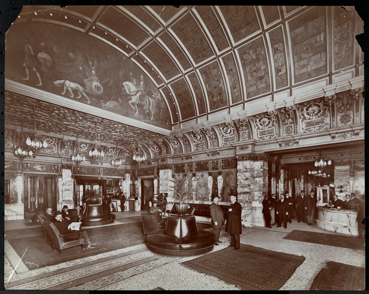 Lobbyn på Hotel Walton, Philadelphia, ca 1905 (silvergelatintryck) av Byron Company