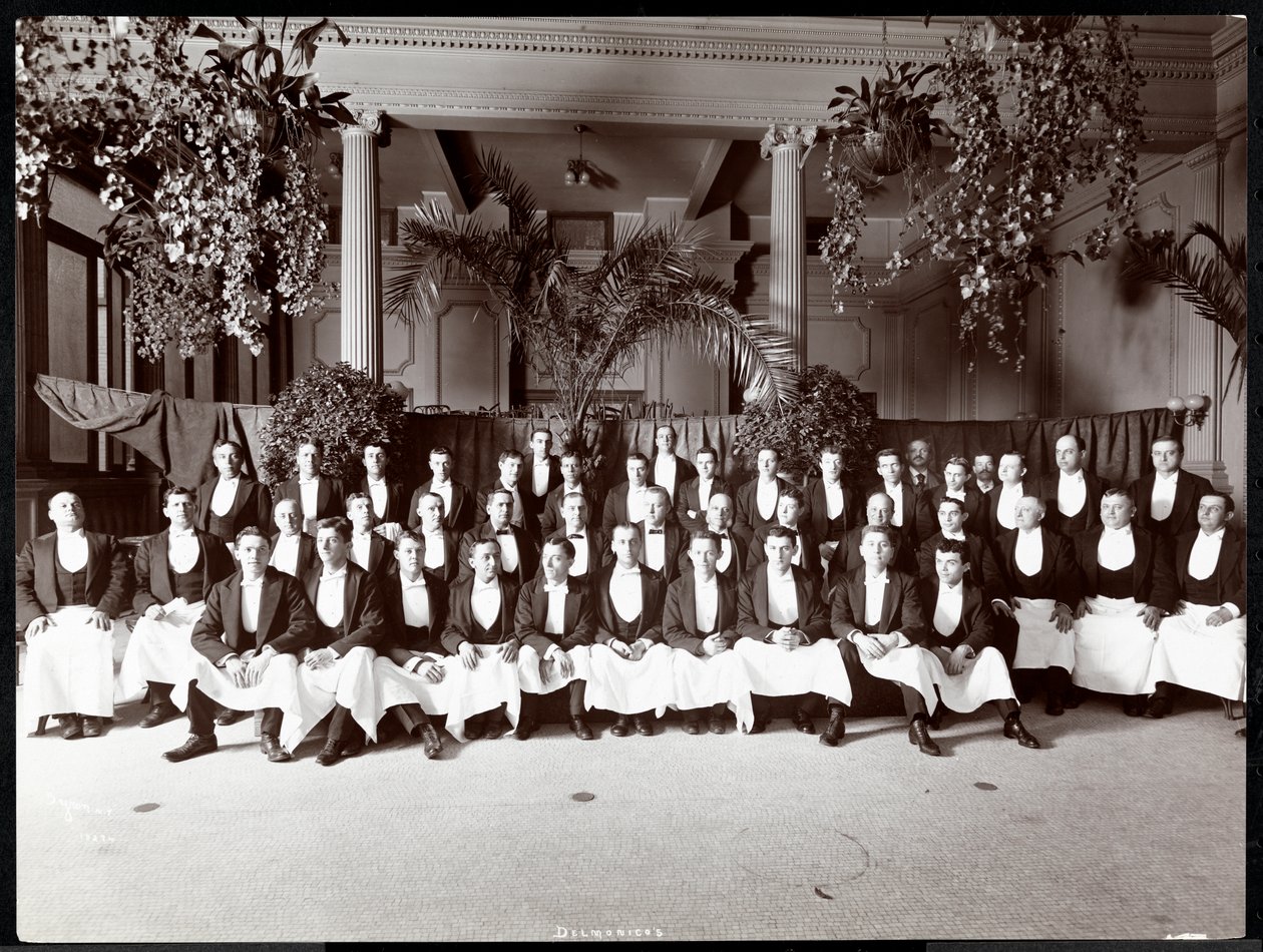 Servitörer på Hotel Delmonico, 1902 (silvergelatintryck) av Byron Company