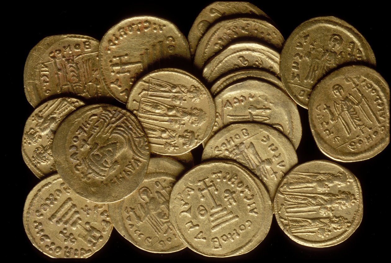 En skattkammare med mynt (guld) av Byzantine