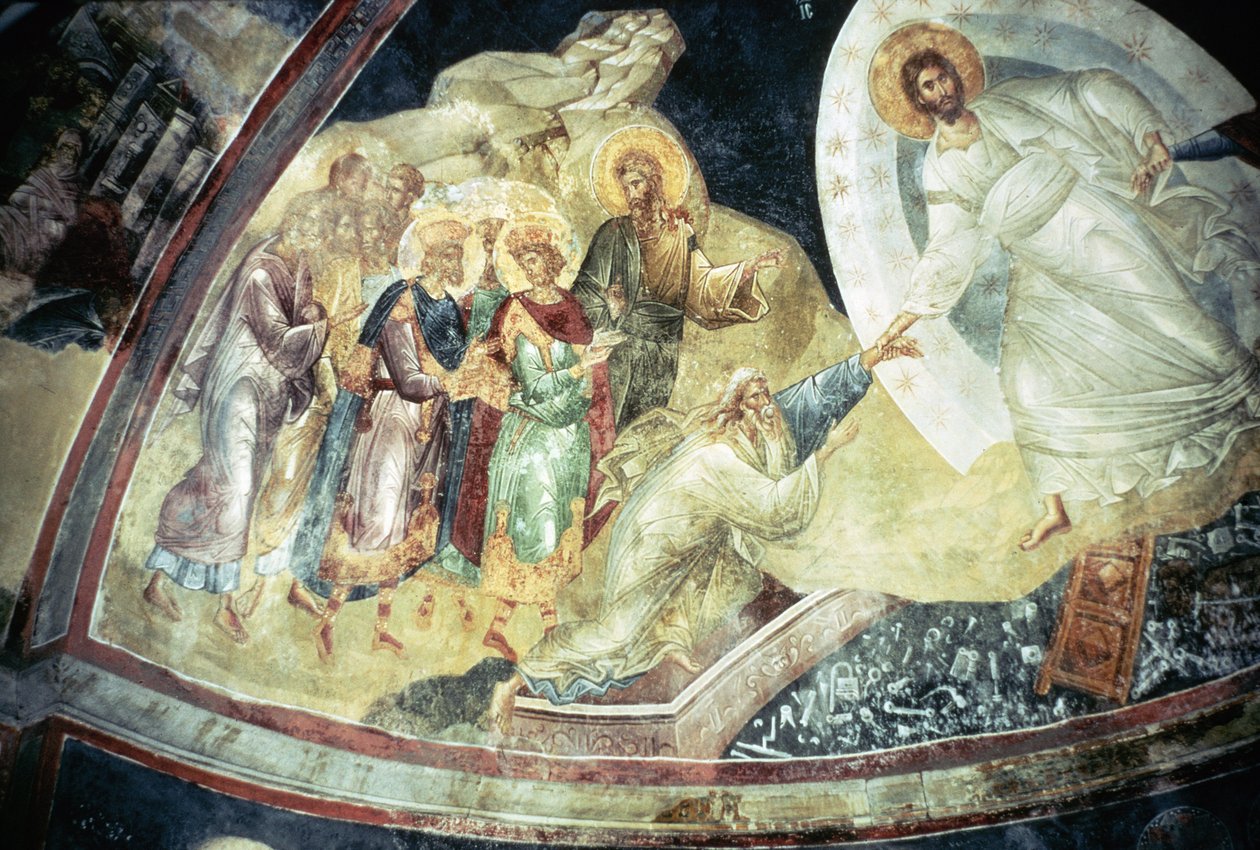 Anastasis i det parecklesiska absidvalvet, 1310-20 av Byzantine