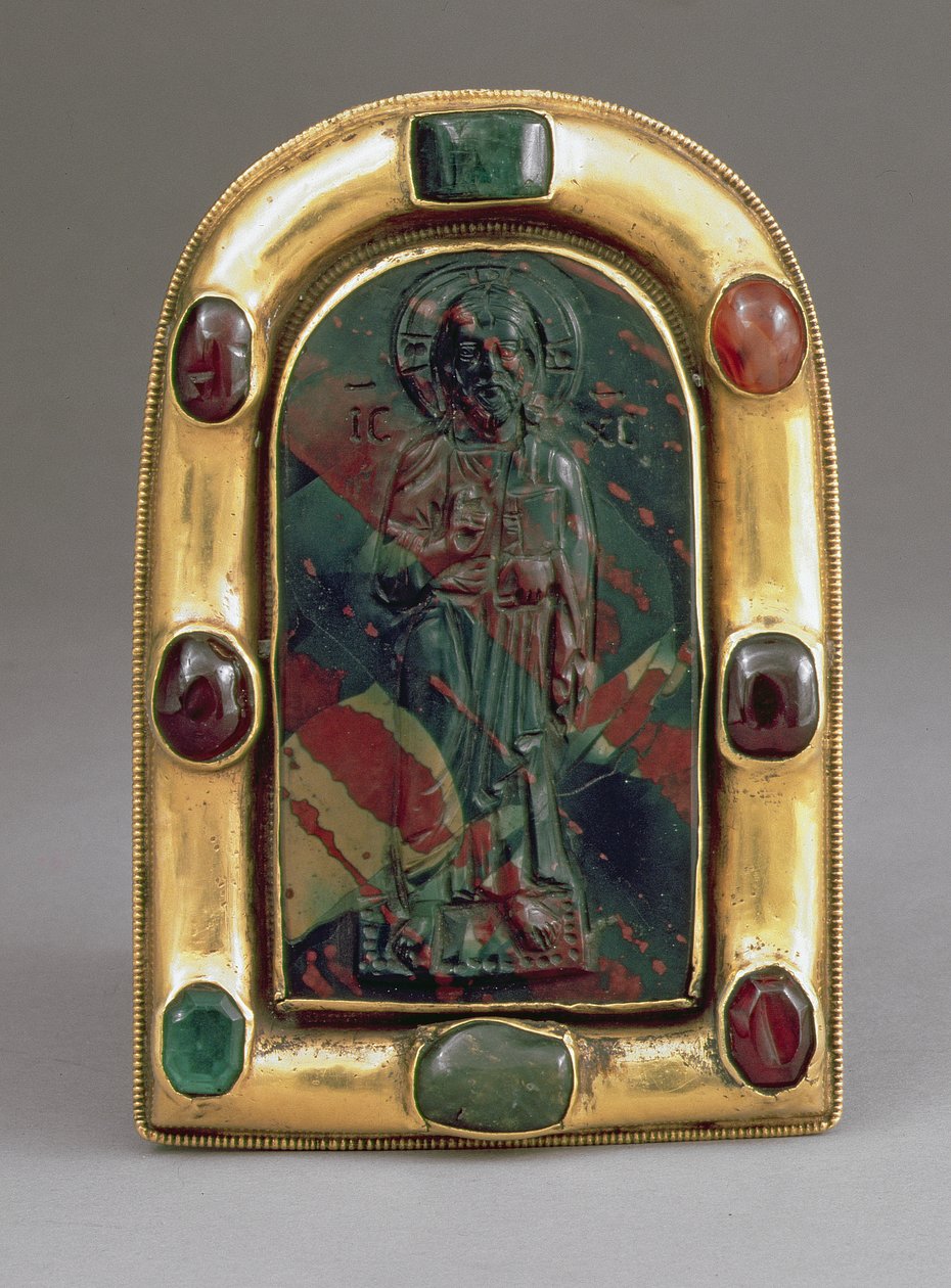 Kameo av Kristus som ger välsignelse (jaspis, guld och ädelstenar) av Byzantine