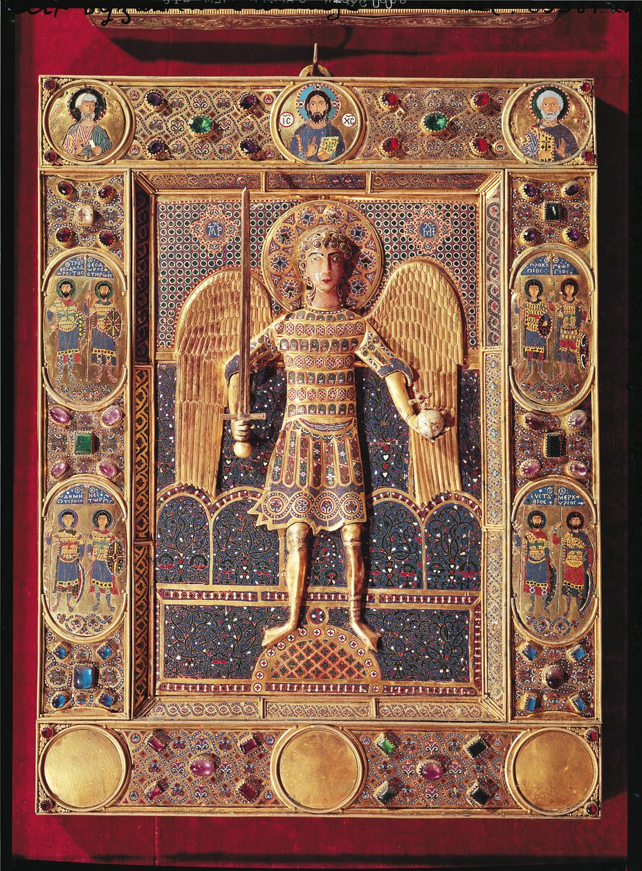 Emaljplatta föreställande ärkeängeln Mikael (emalj och ädelstenar) av Byzantine