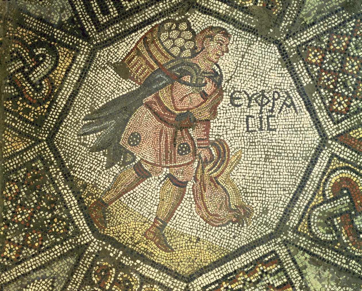 Bonde som bär höns och en korg med ägg, 500-600-talet (mosaik) av Byzantine
