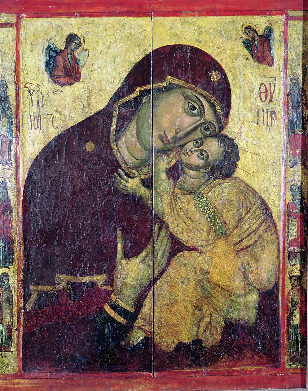 The Virgin Eleousa, från Nessebar, Bulgarien, 1200-1300-talet (tempera på panel) av Byzantine