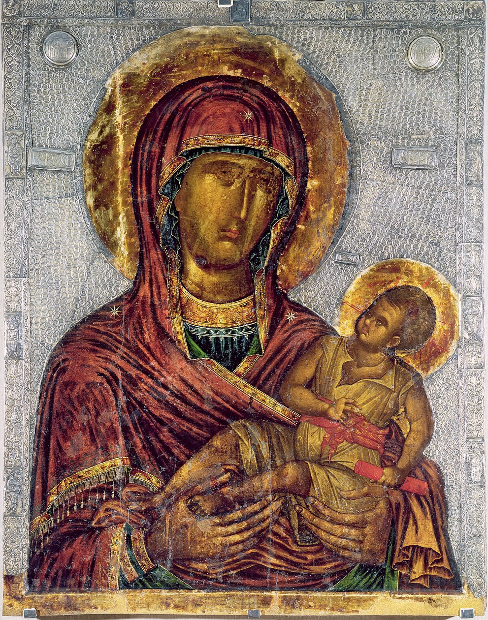 Virgin and Child (tempera på panel) av Byzantine