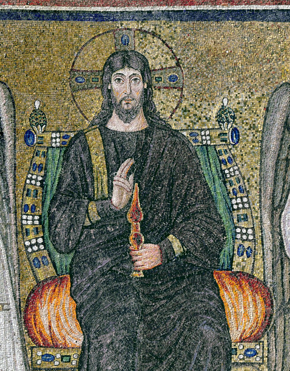 Kristus tronade med änglarna (mosaik) (detalj av 344548) av Byzantine School