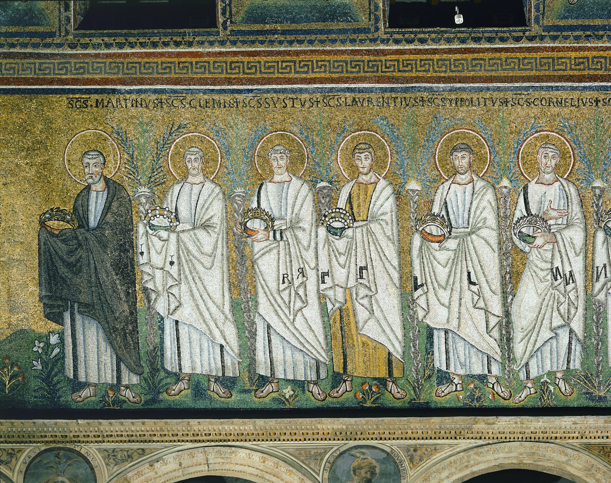Grupp av helgon och martyrer (mosaik) av Byzantine School