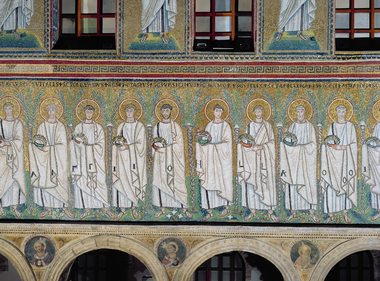 Grupp av helgon och martyrer (mosaik) av Byzantine School