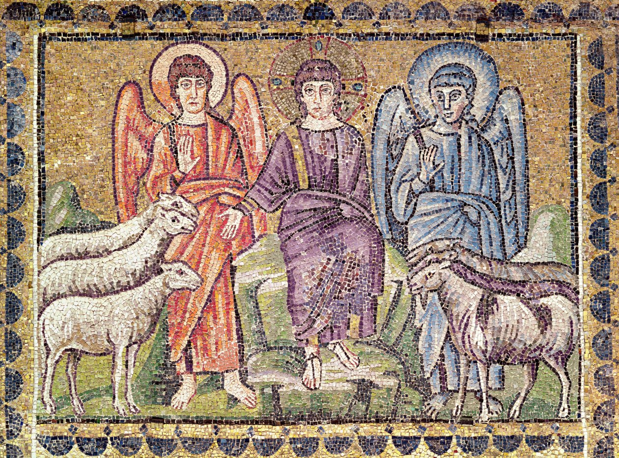 Liknelsen om den gode herden som skiljer fåren från getterna, scener ur Kristi liv (mosaik) av Byzantine School