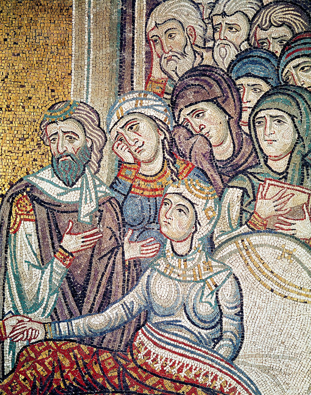 Uppståndelsen av Jairus dotter (mosaik) (detalj) av Byzantine School
