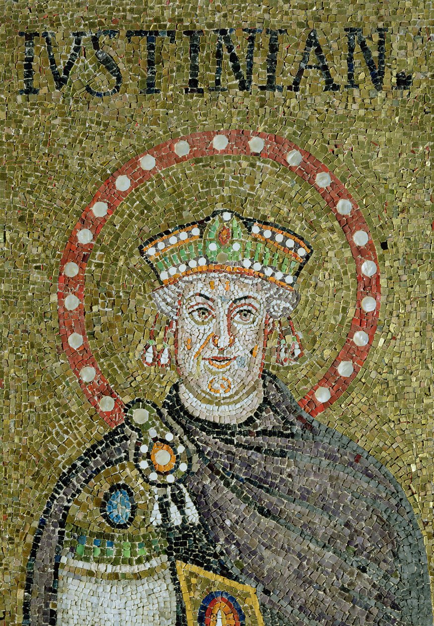 Justinians ansikte (mosaik) av Byzantine School