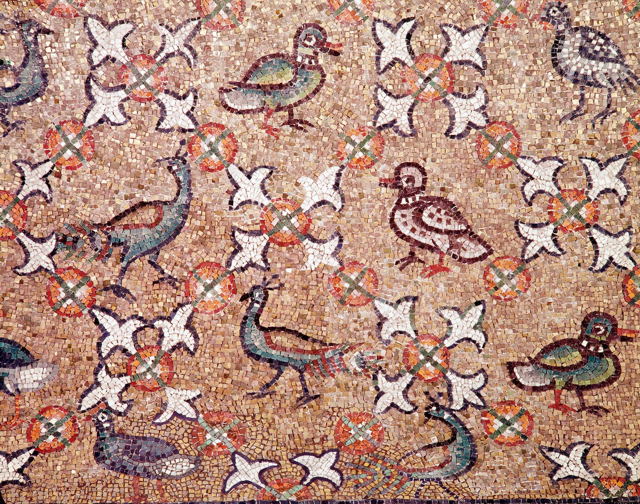 Fåglar (detalj av mosaik, 500-talet) av Byzantine