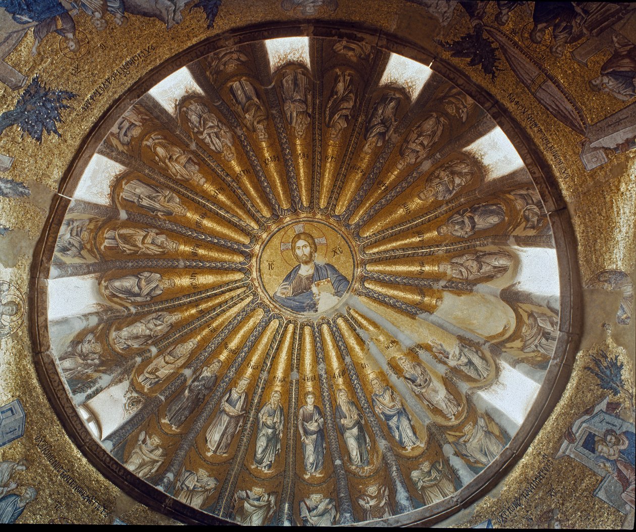 Kristus pantokrator (eller Kristus i härlighet) och apostlarna (mosaik av Byzantine