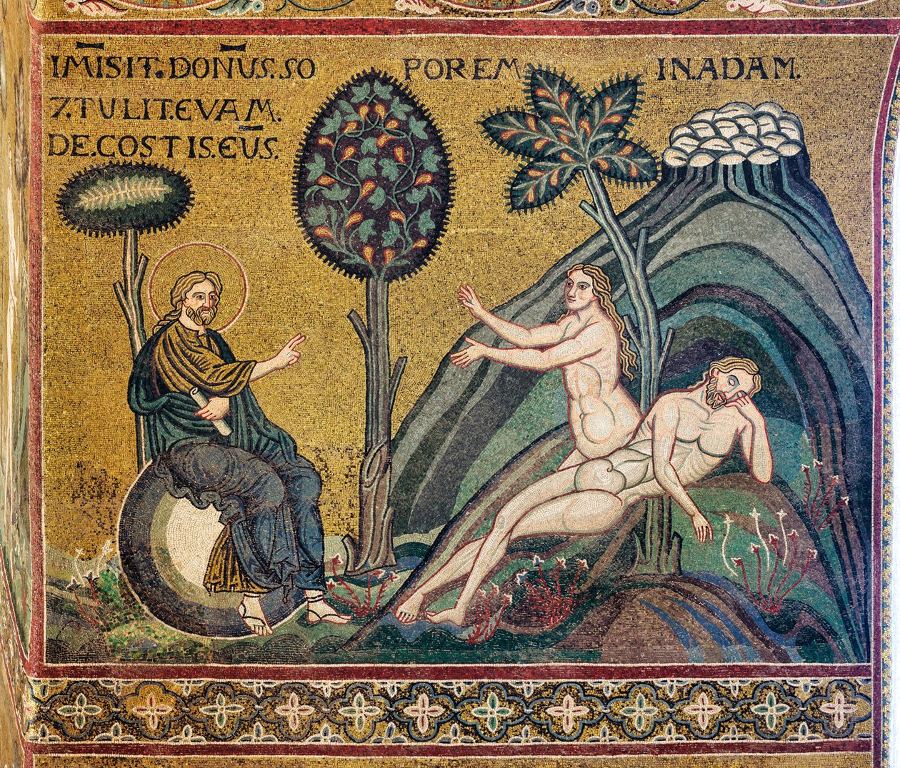 Skapandet av Eva, bysantinsk mosaik, XII-XIII århundraden, på motfasaden (mosaik) av Byzantine