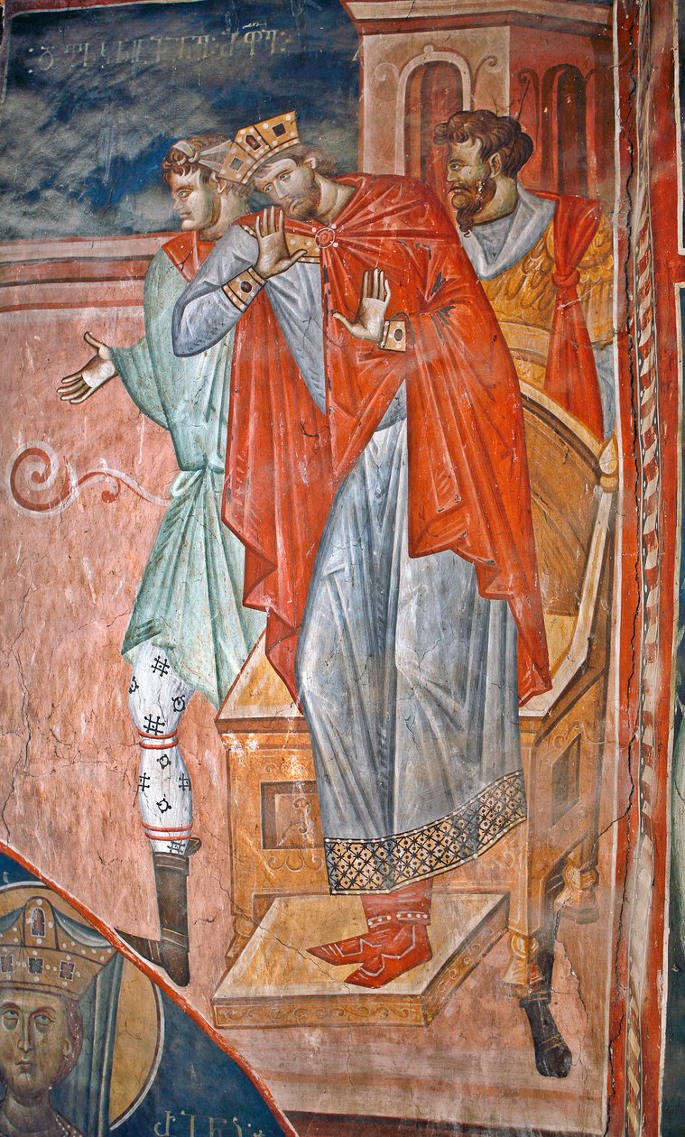 Diocletianus (Diocletien, 244-311)- Peinture de Damiane (aktivt 1300-tal) - 1300-talet - Fresco - Saint George