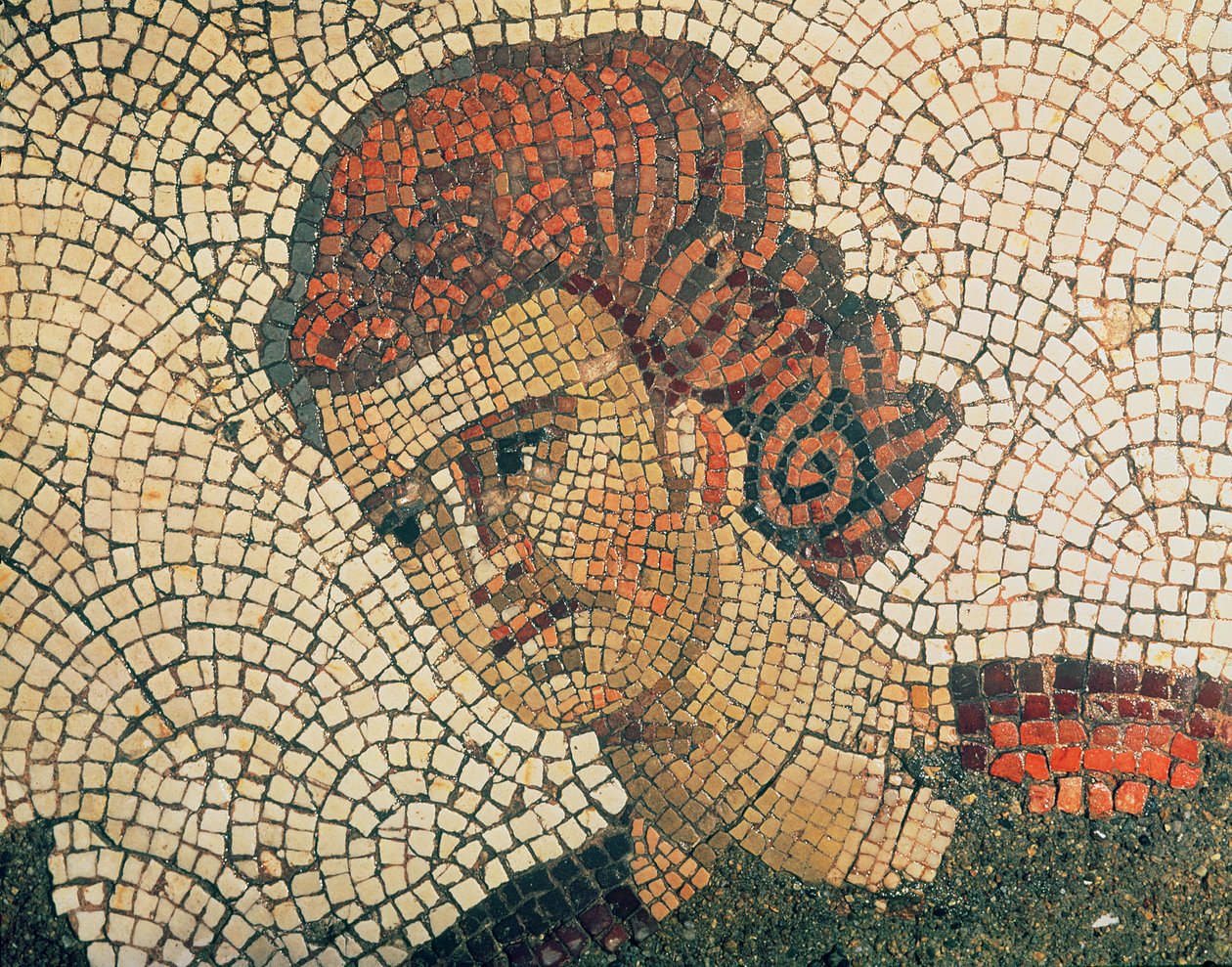 Chef för en romersk soldat, golv från Grand Imperial Palace, Konstantinopel, 500-600-tal (mosaik) av Byzantine