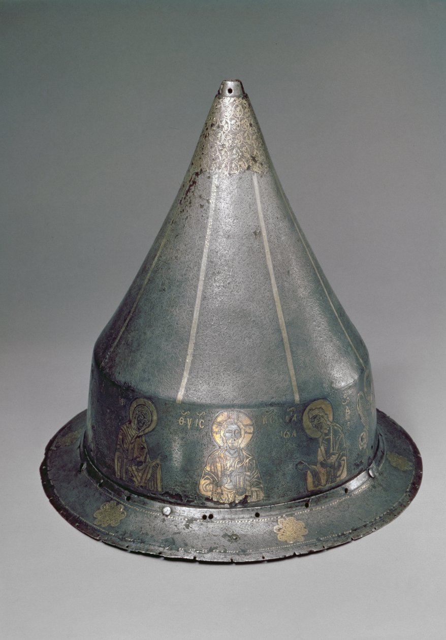 Hjälm med Deesis (stål med guld- och silverinlägg) av Byzantine
