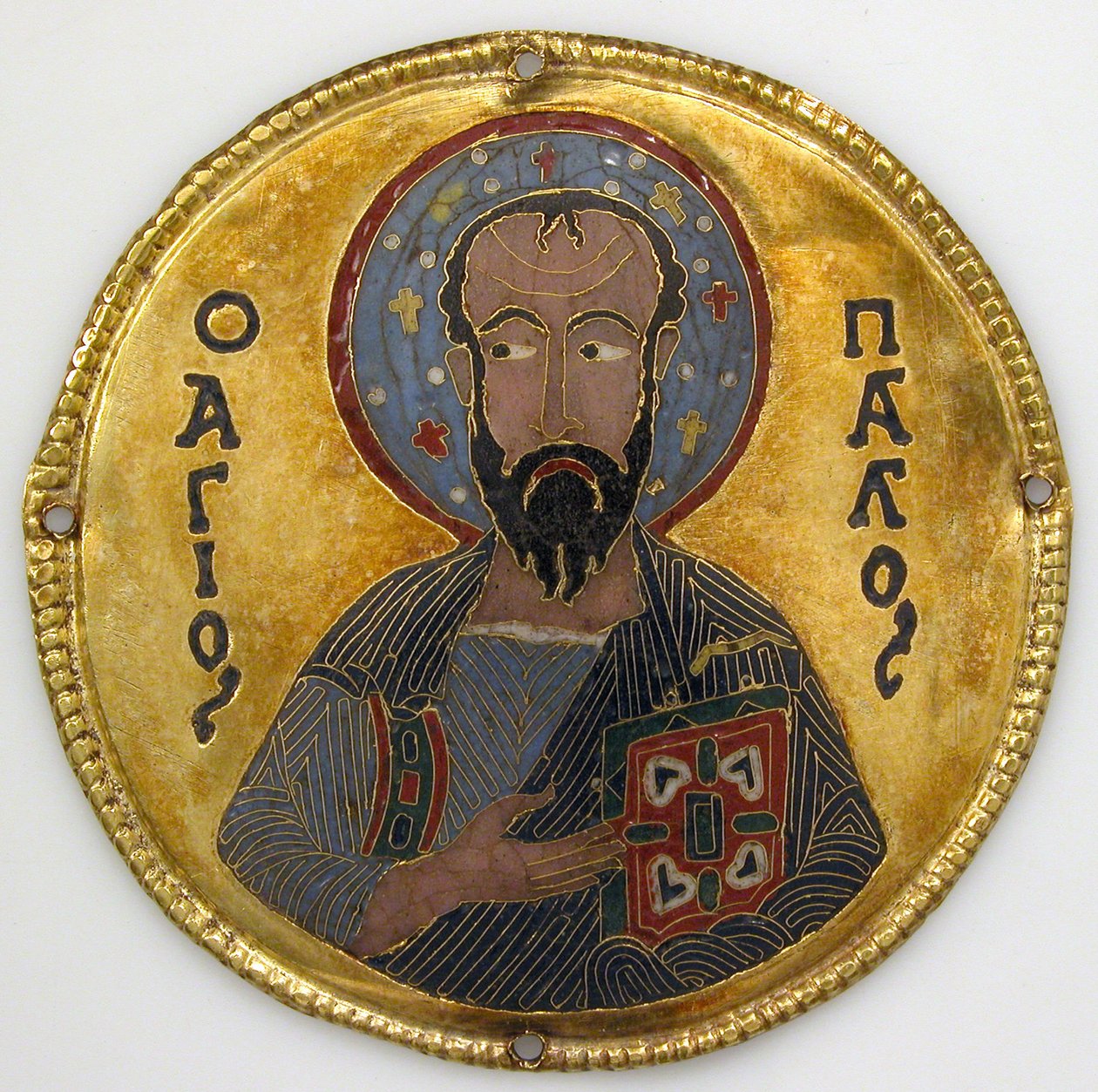 Medaljong med Saint Paul från en ikonram, ca 1100 (guld, silver och emalj cloisonné) av Byzantine