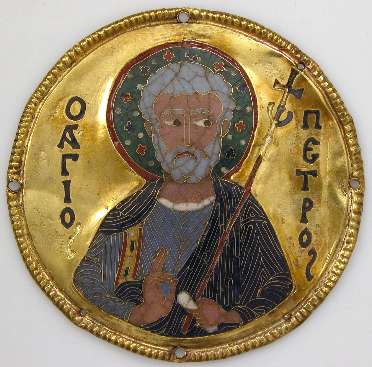 Medaljong med Sankt Peter från en ikonram, ca 1100 (guld, silver och emalj cloisonné) av Byzantine