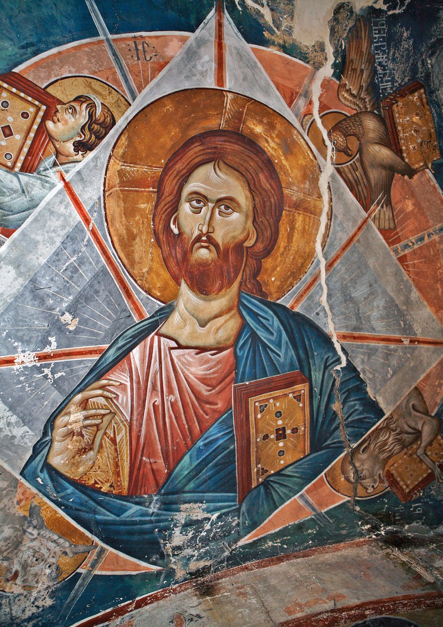 Salvator Mundi (Världens Frälsare) - Peinture de Damiane (aktivt 1300-tal) - 1300-talet - Fresk - Saint George