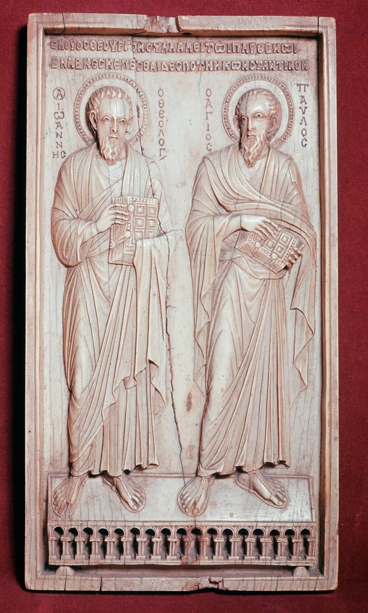 St Peter och St Paul (elfenbensdiptykelement av Byzantine