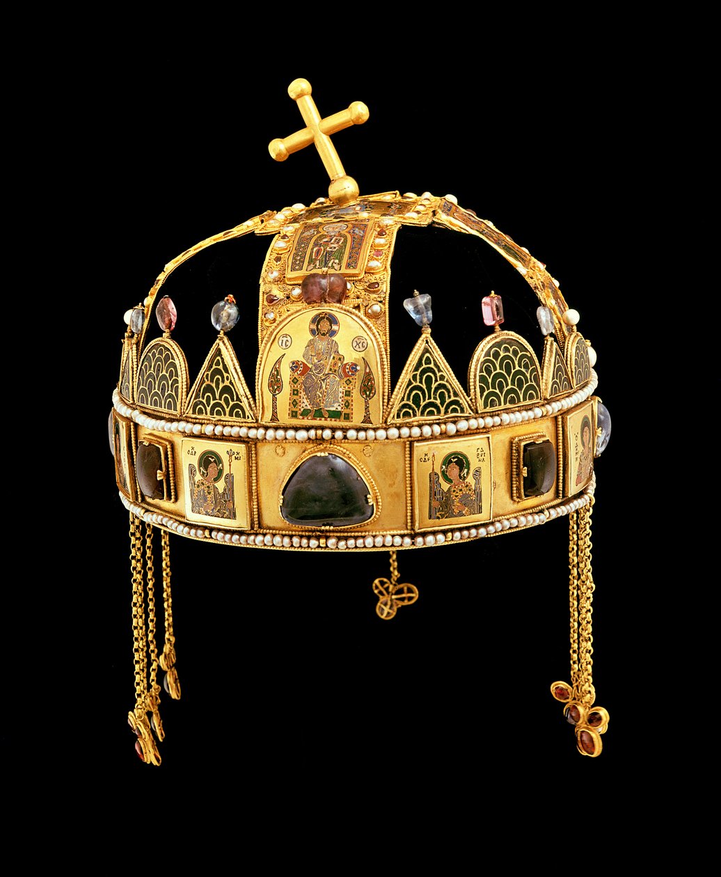 Ungerns heliga krona, 1000-1100-talet (guld med emalj, pärlor och halvädelstenar) av Byzantine