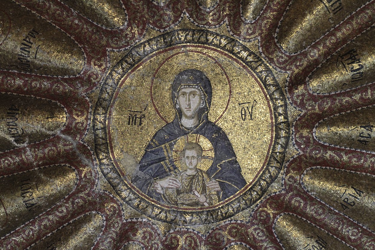 Jungfru och barn, i Chora kyrkomuseum av Byzantine