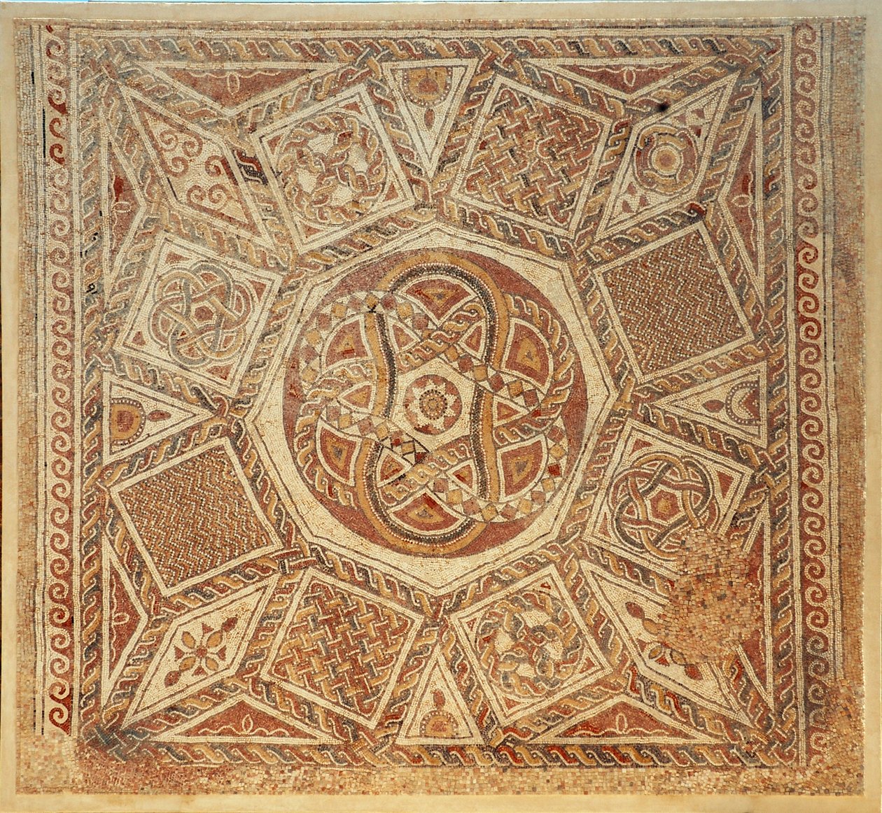 Mosaikgolv från det bysantinska klostret i fästningen i Deir Qala, 600-talet e.Kr. (mosaik) av Byzantine Byzantine