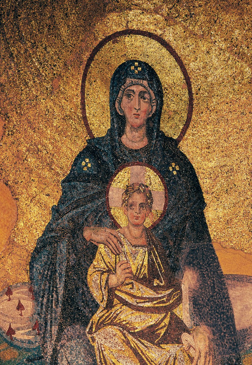 Jungfru och barn på tronen (mosaik) av Byzantine Byzantine