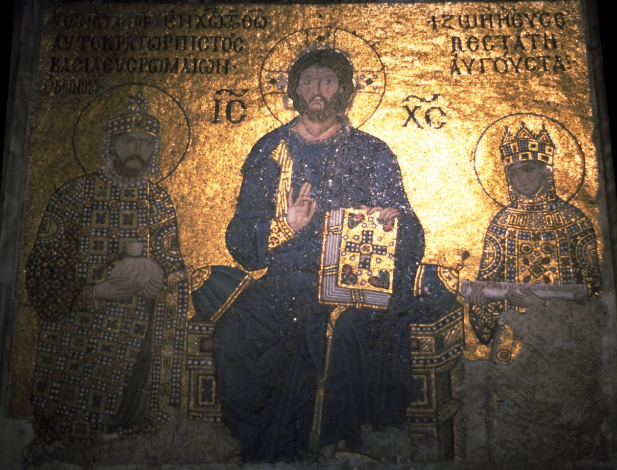 Kristus pantokrator mellan kejsar Konstantin IX Monomachus och kejsarinnan Zoe, ca 1020 av Byzantine Byzantine