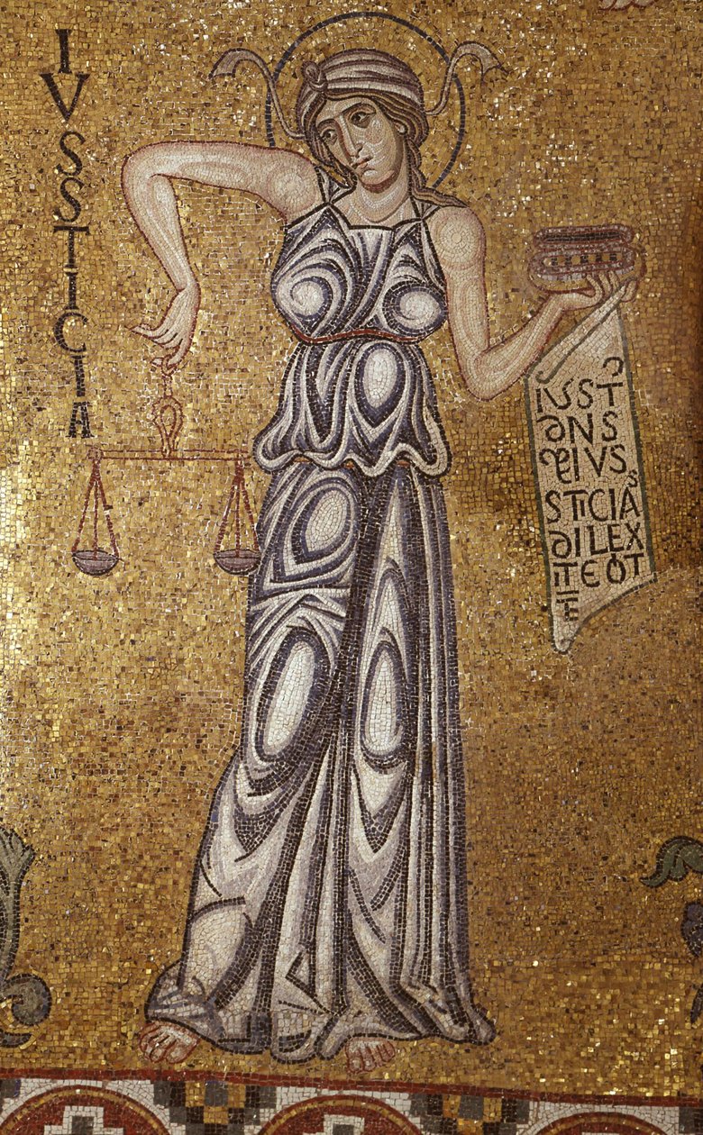 Rättvisedetalj av interiörmosaiker i St. Marks-basilikan, 1100-talet av Byzantine Byzantine