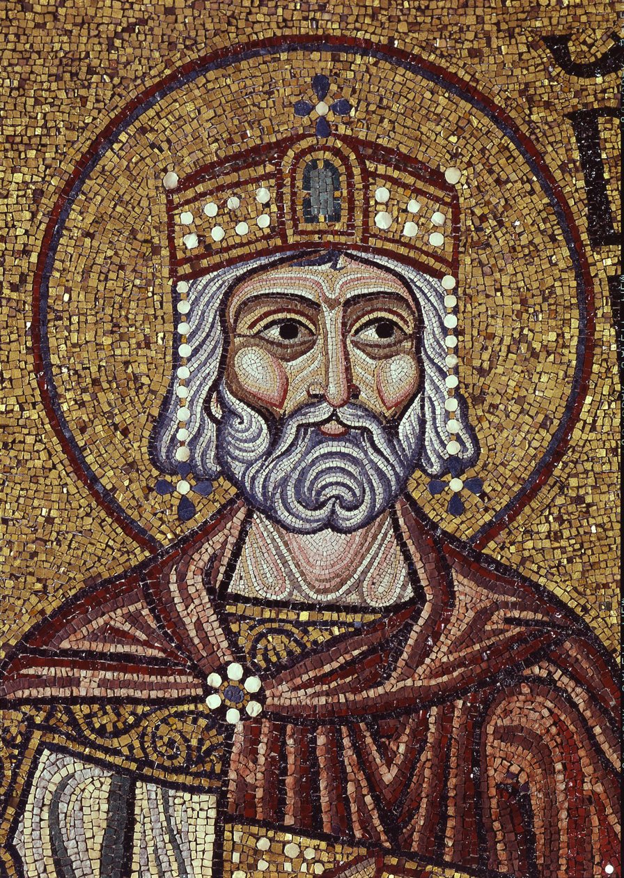 Kung David Detalj av interiörmosaiker i St. Marks-basilikan, 1100-talet av Byzantine Byzantine