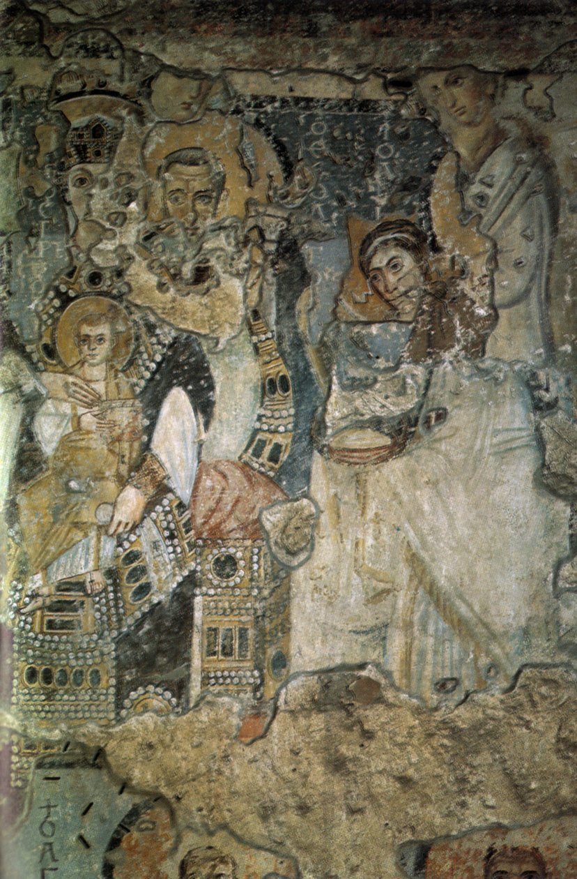 Bebådelsefresken i Santa Maria Antiqua, 565-578 av Byzantine Byzantine