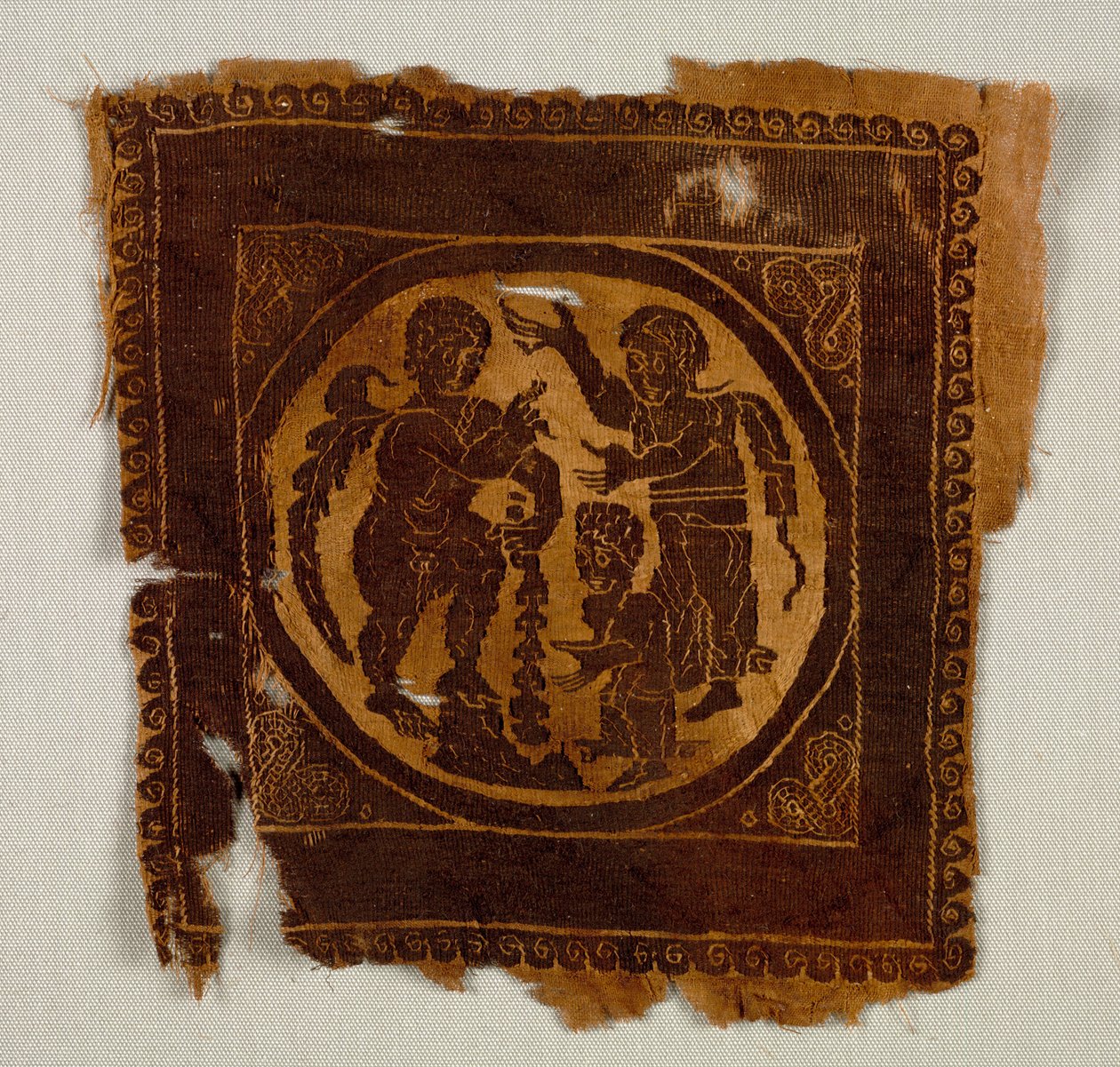 Ornamental Square from a Tunic, 400-tal (väv av gobeläng med extra inslagsomslag, ofärgat linne och färgad ull) av Byzantine Period Egyptian