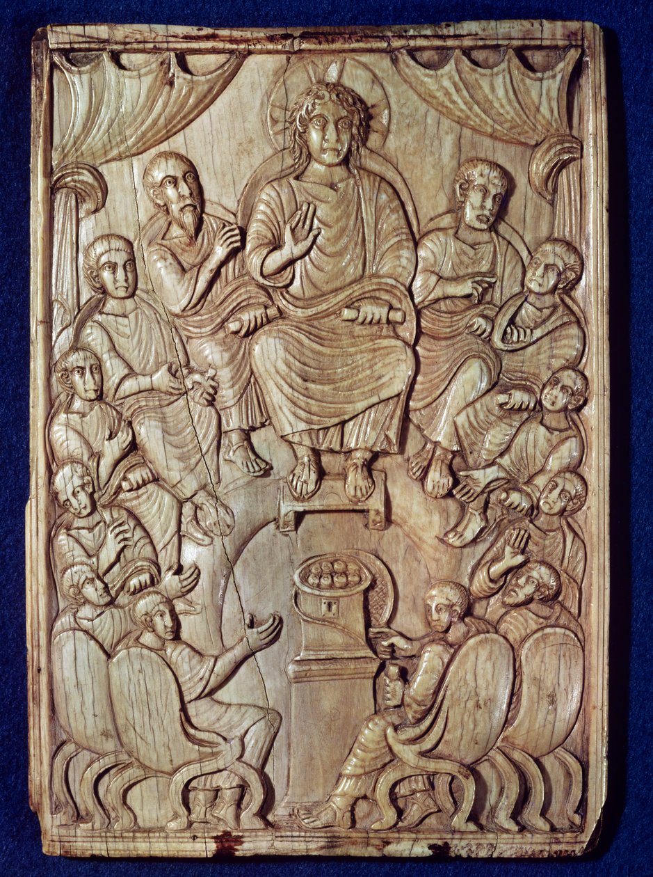 Kristus med de tolv apostlarna av Byzantine School