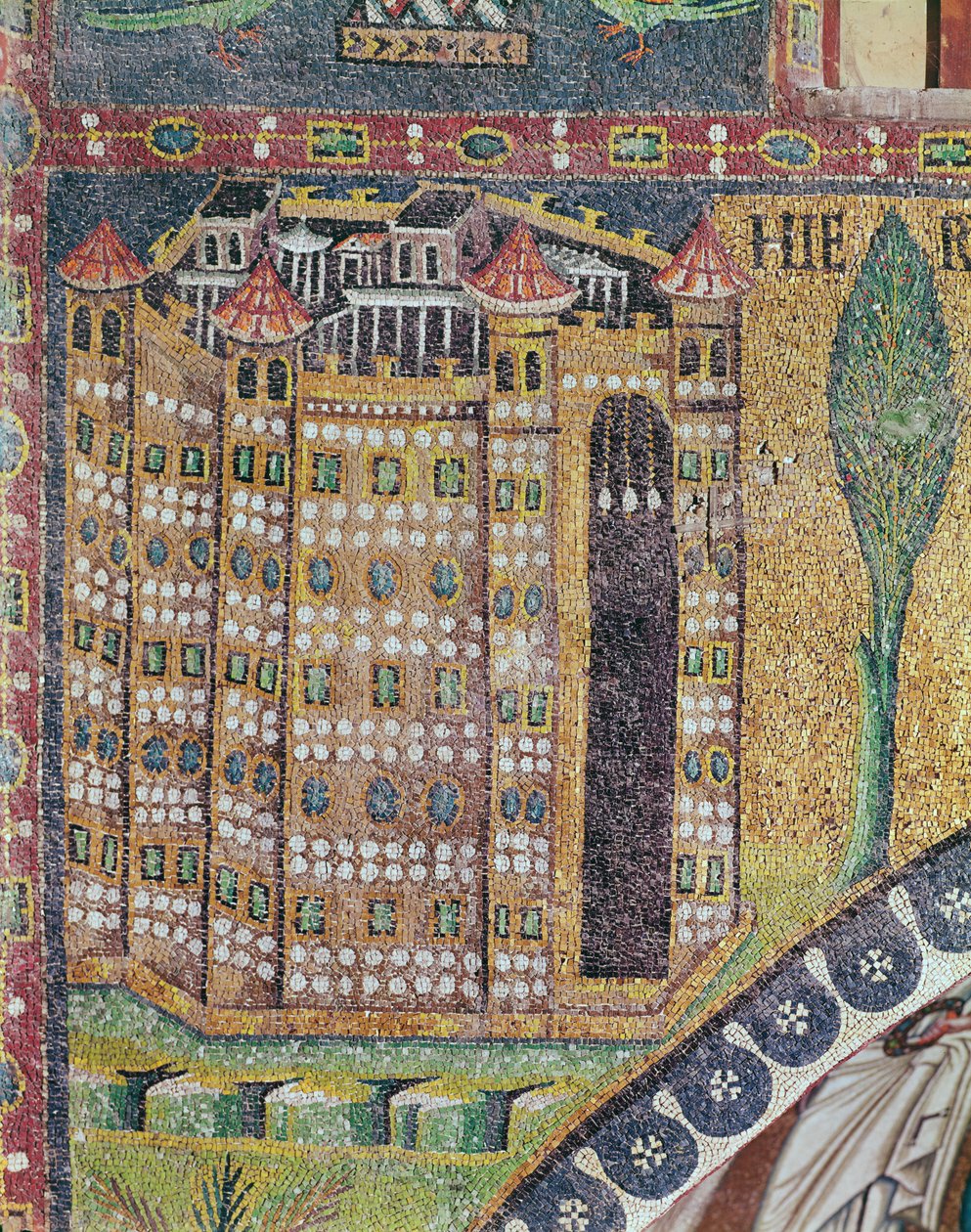 Detalj av Jerusalem (mosaik) av Byzantine School