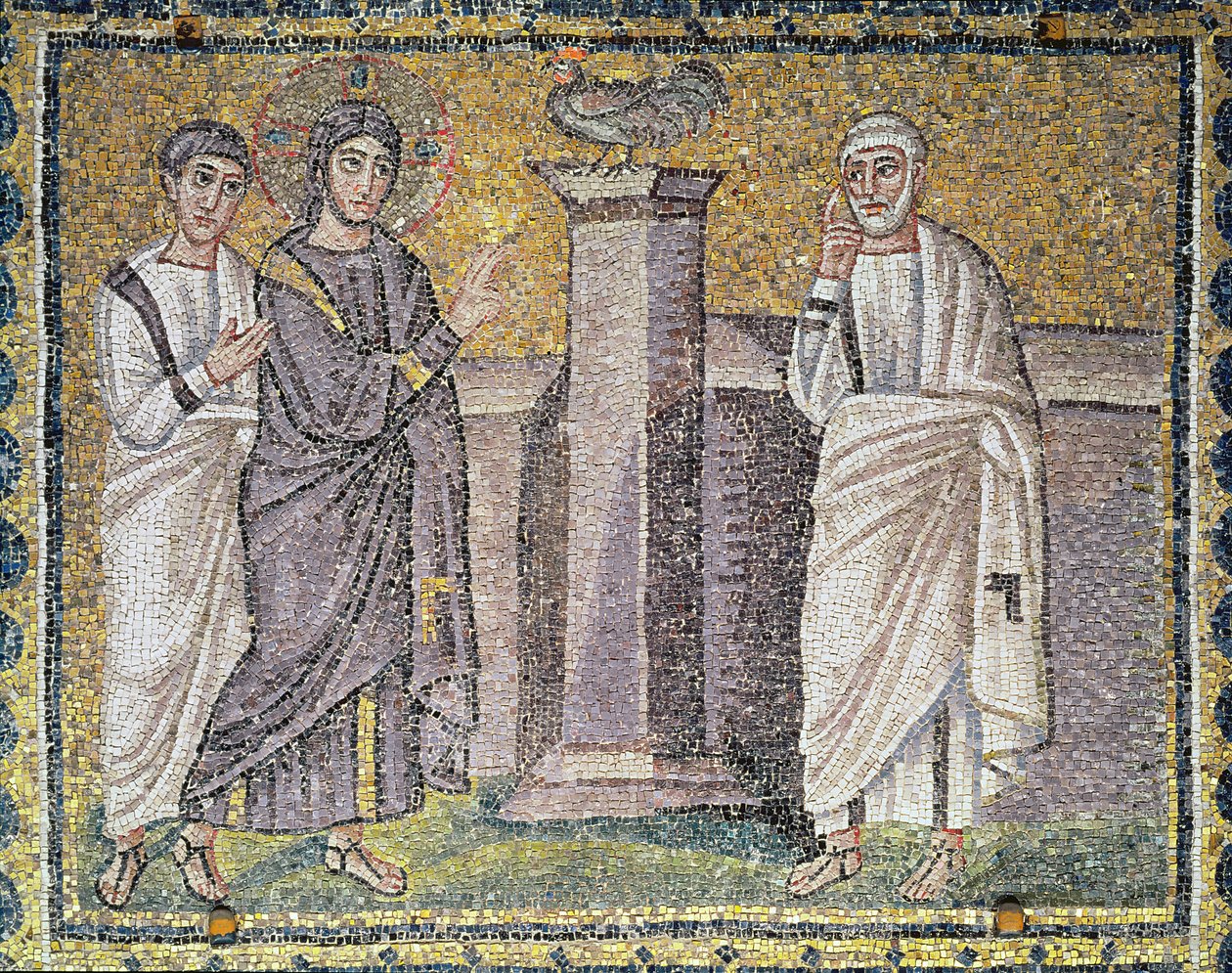 Jesus förutsäger Peters förnekelse, scener ur Kristi liv (mosaik) av Byzantine School