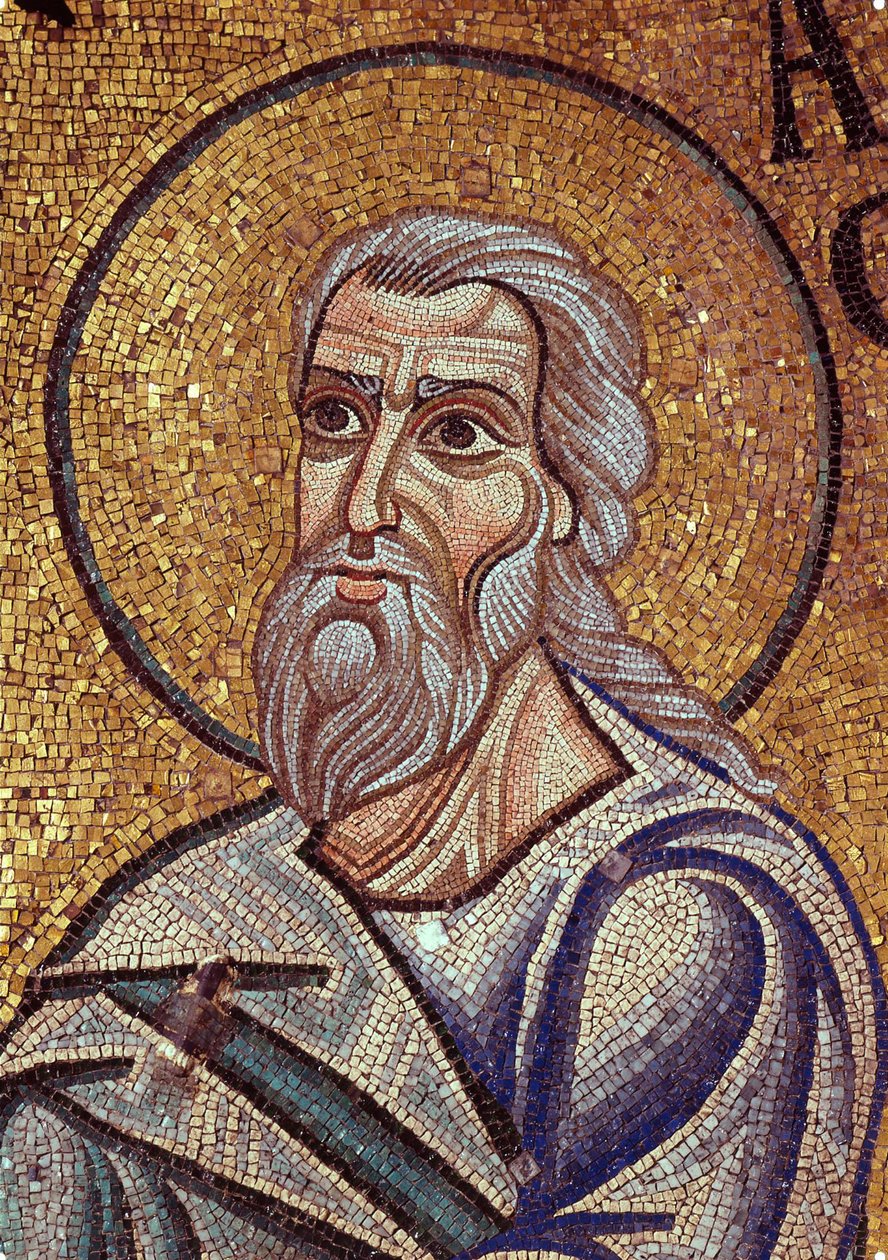 Profeten Habacuc (Habacuc, Habacuc, Habakkuk, Abakuk, Havakuk) (600-talet f.Kr.). Verk av en bysantinsk mästare, mosaik, detalj av dekorationen av Markuskyrkan i Venedig (Italien) av Byzantine School