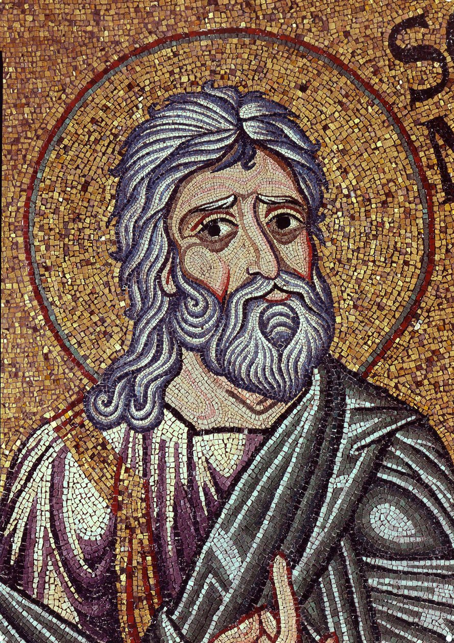 Profeten Sefanja. Verk av en bysantinsk mästare, mosaik, detalj av dekorationen av Markuskyrkan i Venedig (Italien) av Byzantine School