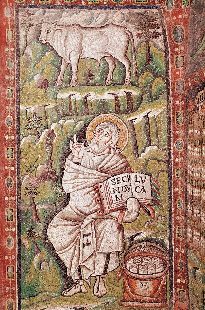 Evangelisten Lukas (mosaikdetalj, 600-talet) av Byzantine School