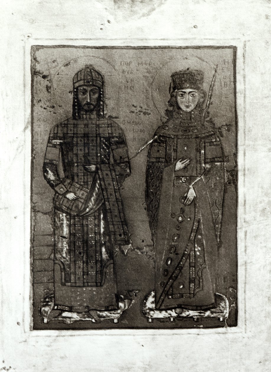 Manuel I Comnenus (c.1122-80) och kejsarinnan Maria av Antiochia (d.c.1182) av Byzantine School