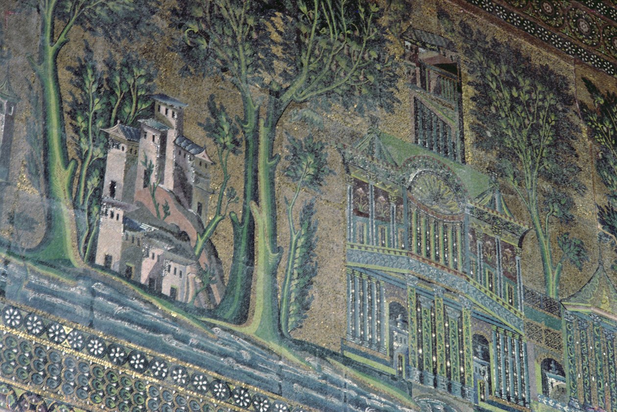 Mosaiker på västra portiken, 800-talet (mosaik) av Byzantine School