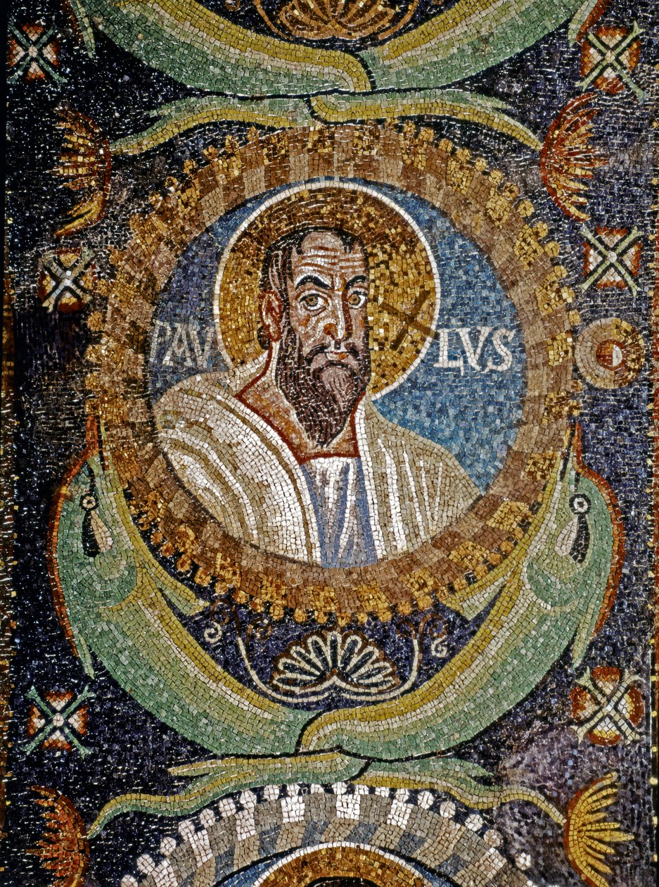 PAULUS: Bysantinsk mosaik, 600-talet (mosaik) av Byzantine School