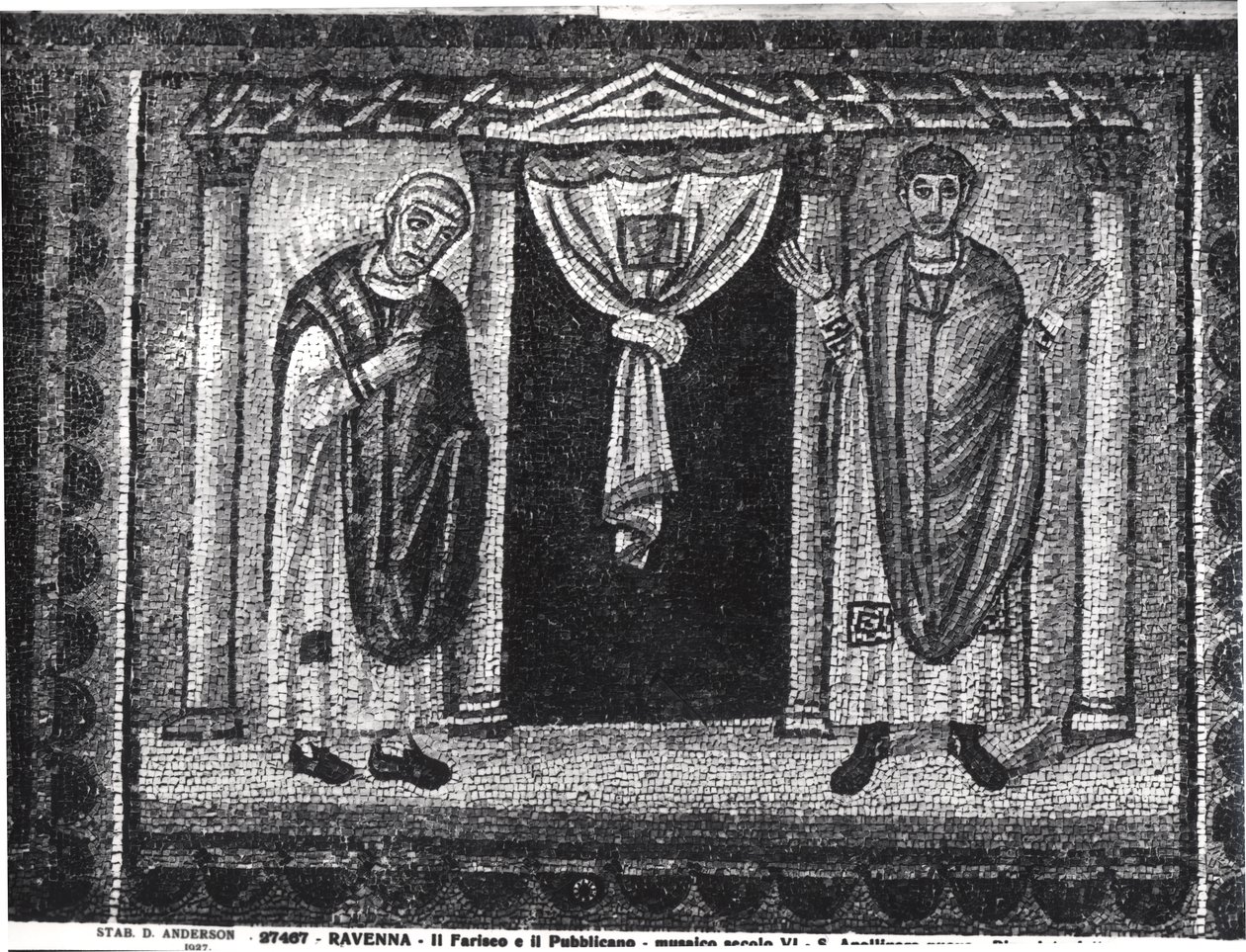 Liknelse om fariséen och skatteindrivaren (mosaik) av Byzantine School